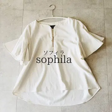 SOPHILA 지퍼 프릴 블라우스 반팔 화이트