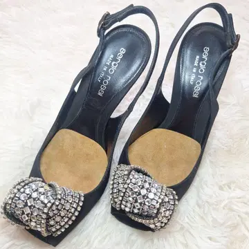 Sergio Rossi 블랙 비쥬 샌들 21.5cm