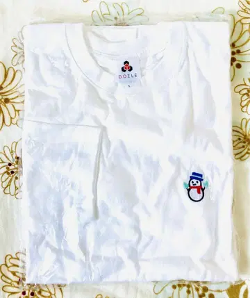 눈사람 자수 티셔츠 화이트