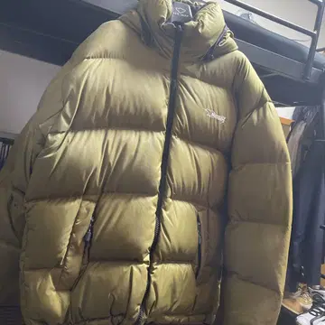 bear usa 리버서블 다운 자켓 베이지 블랙 자수 로고