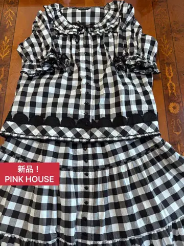 새상품! PINK HOUSE 블랙 화이트 체크