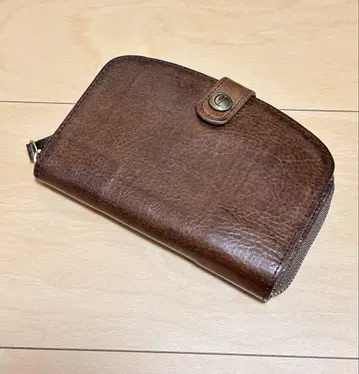 가죽 접이식 지갑 브라운 카드 포켓 부착