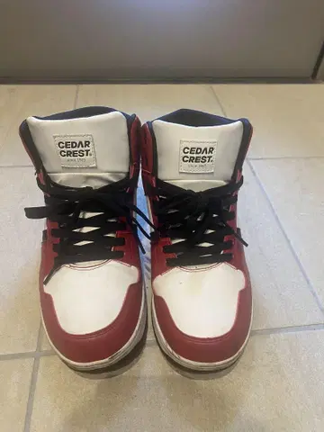 CEDAR CREST 하이컷 스니커즈 레드/화이트