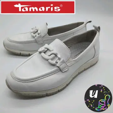 Tamaris 화이트 로퍼 천연 가죽 빅 체인 25~25.5cm