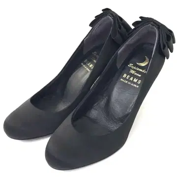 컨디션 최상 빔즈 백리본 23cm 힐 펌프스 블랙 라운드토