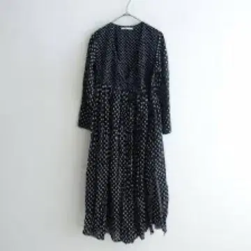 누키테파 코튼 도트 크로스오버 카슈쿨 원피스 7부 소매