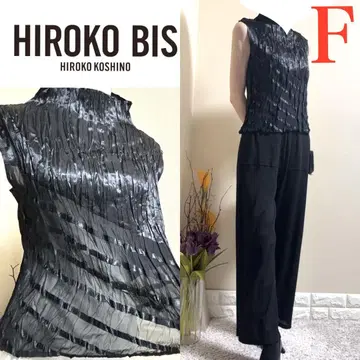 히로코비스 히로코코시노 플리츠 가공 일부 시어 디자인 상의 F 블랙