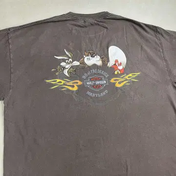USA제 할리데이비슨 티셔츠 루니툰 브라운 3XL