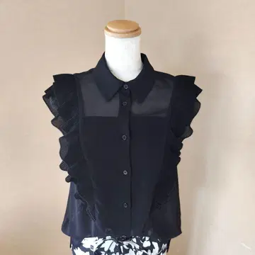 ZARA 시어 슬리브리스 블라우스 블랙 M 사이즈