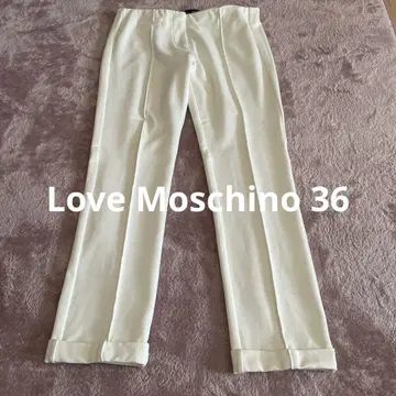 Love Moschino 센터 프레스 스트레치 팬츠 화이트 36