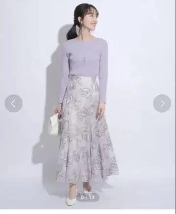 JUSGLITTY 플라워 자수 스커트 그레이 0