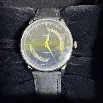 Furbo 자동 시계 블랙 가죽 밴드 NF01W