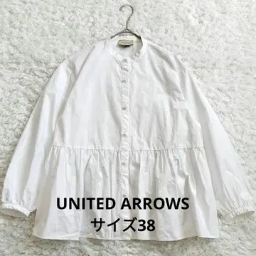 UNITED ARROWS 펄 모티브 페플럼 개더 블라우스 38