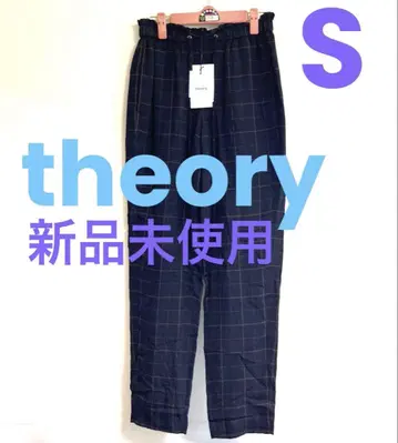 [새상품] Theory 실크 100 체크 시어 이지 팬츠 S 허리밴딩