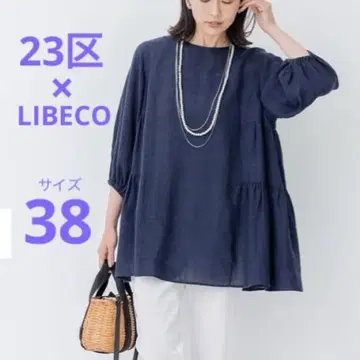23구 LIBECO 리베코 티어드 튜닉 블라우스 린넨 100%
