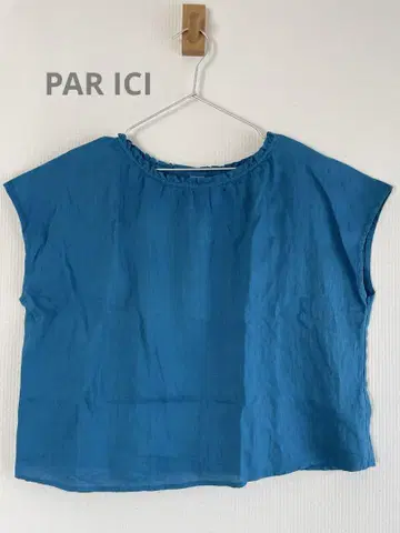 새상품급 PAR ICI 린넨 100% 반팔 블라우스