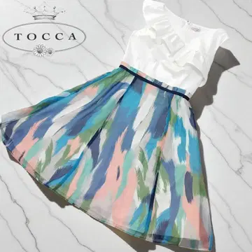 [ 세탁 가능 ] 토카 바캉스 프릴 수채화 그로그랭 리본 TOCCA