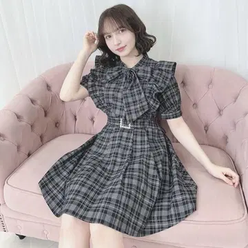 펄 버클 체크 OP evelyn