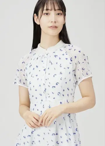 셀포드 카라 부착 원피스 카라 부착 미니 꽃무늬 원피스