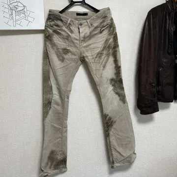 데미지 가공 베이지 슬림 핏 치노 팬츠 44