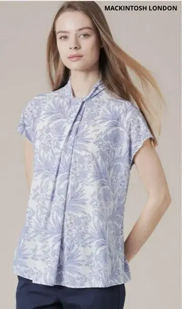 MACKINTOSH LONDON 드로잉 프린트 뉴앙스 타이 블라우스