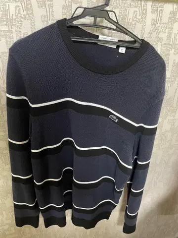 LACOSTE 네이비 스트라이프 니트 스웨터 US L