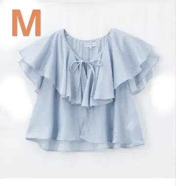 시즌 리즈 이가로시노브의 블라우스 프릴 소매 블라우스 미들 스카이블루 M