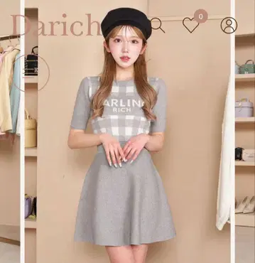 Darich 깅엄 체크 니트 미니 원피스