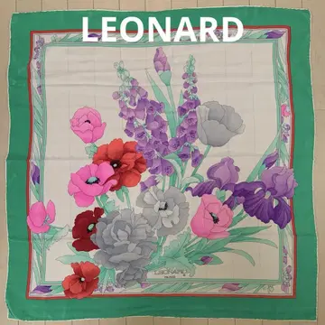 빈티지 LEONARD 실크 스카프 대형 올 패턴 꽃무늬 이탈리아제
