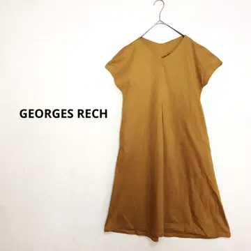 조르주 레쉬 머스타드 컬러 V넥 A라인 원피스 프렌치 슬리브