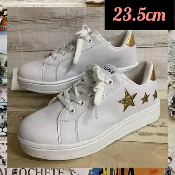 23.5cm 새상품 여성용 패션 스니커즈 라메 초경량 화이트