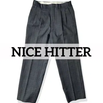 NICE HITTER ONWARD 체크 팬츠 와이드 테이퍼드 슬랙스