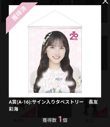 AKB48 나가토모 아야미 친필 사인 포함 태피스트리