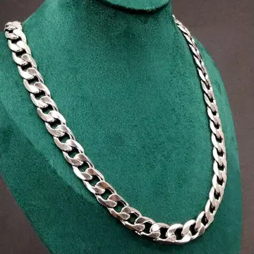 초와이드 실버 키헤이 롱 체인 목걸이 12mm