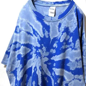 길단 올 패턴 T셔츠 타이다이 XL 구제 의류 블루
