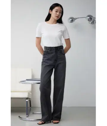 AZUL DENIM 하이웨스트 와이드 데님 라이트블랙 s