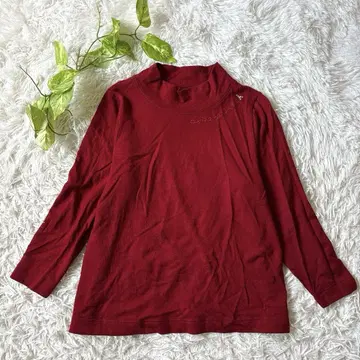 [토피즈] 여성용 긴팔 티셔츠 (M) 울 레드 빨간색 일본제
