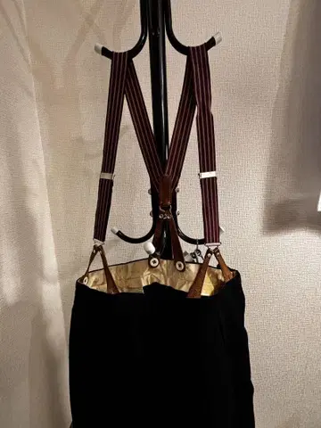 60년대 빈티지 울 슬랙스 블랙 서스펜더 포함