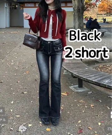 프론트 포켓 부츠 컷 데님 팬츠 Black 2short nagu