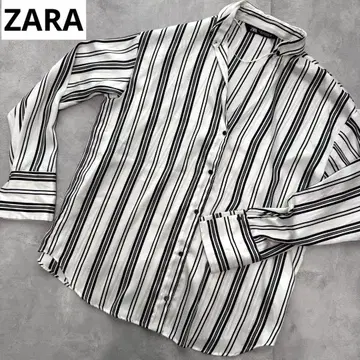 ZARA 흰 검정 스트라이프 긴팔 셔츠 모노톤 심플 깨끗한 스타일
