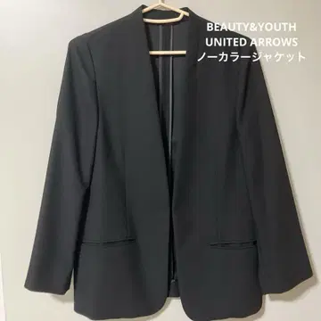 여름용 얇은 소재 노카라 자켓 BEAUTY &YOUTH 블랙 검정