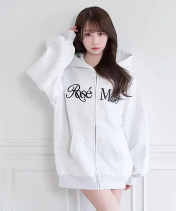 로제 뮤즈 3d 로고 지퍼 후드 티셔츠