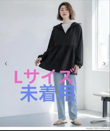 coca UV 차단 UV 차단 개더 후드티 블랙 L 사이즈