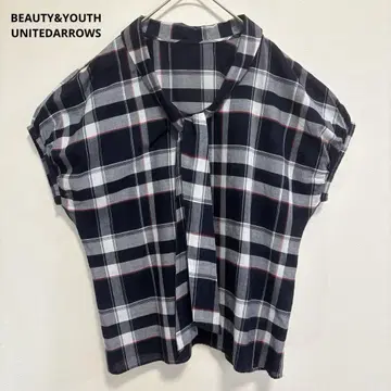 BEAUTY&YOUTH UNITED ARROWS 체크 보타이 블라우스