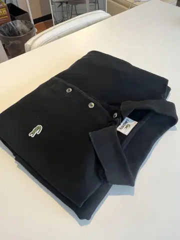 라코스테 블랙 코튼 피케 셔츠