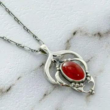 한정품 GEORG JENSEN 목걸이 606 카넬리안 실버