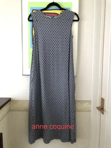 anne coquine 실크 스무스 OP & 가디건 네이비