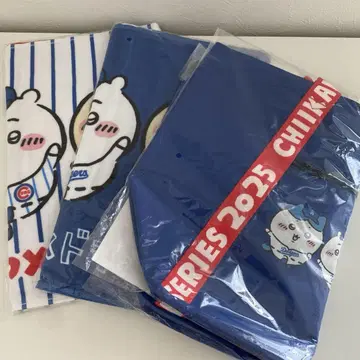 MLB 치이카와 (먼작귀) 토트백 페이스 타월 다저스 컵스 세트