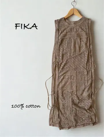 FIKA 슬리브리스 롱 레이스 원피스 100% 코튼