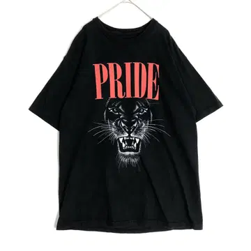 3522 라이온 PRIDE 애니멀 T 반팔 티셔츠 빅 프린트 블랙